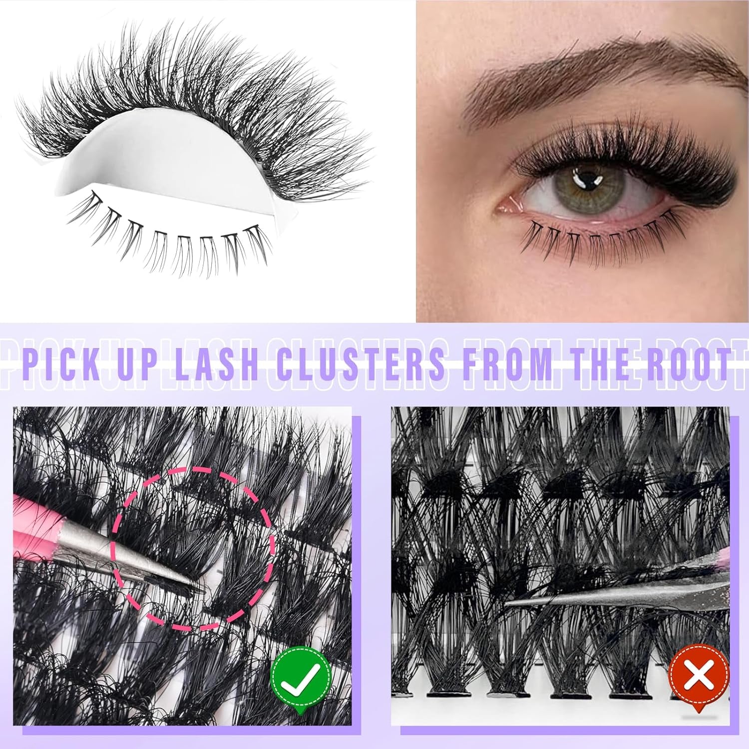 Fluffy Lash Clusters with Bottom Lashes 12-25Mm Thick Volume Cluster Eyelash Extensions 294Pcs Wispy Individual Lashes with Lower Eyelash Clusters 120D Plant Fibers D Curl Lashes Clusters DIY at Home