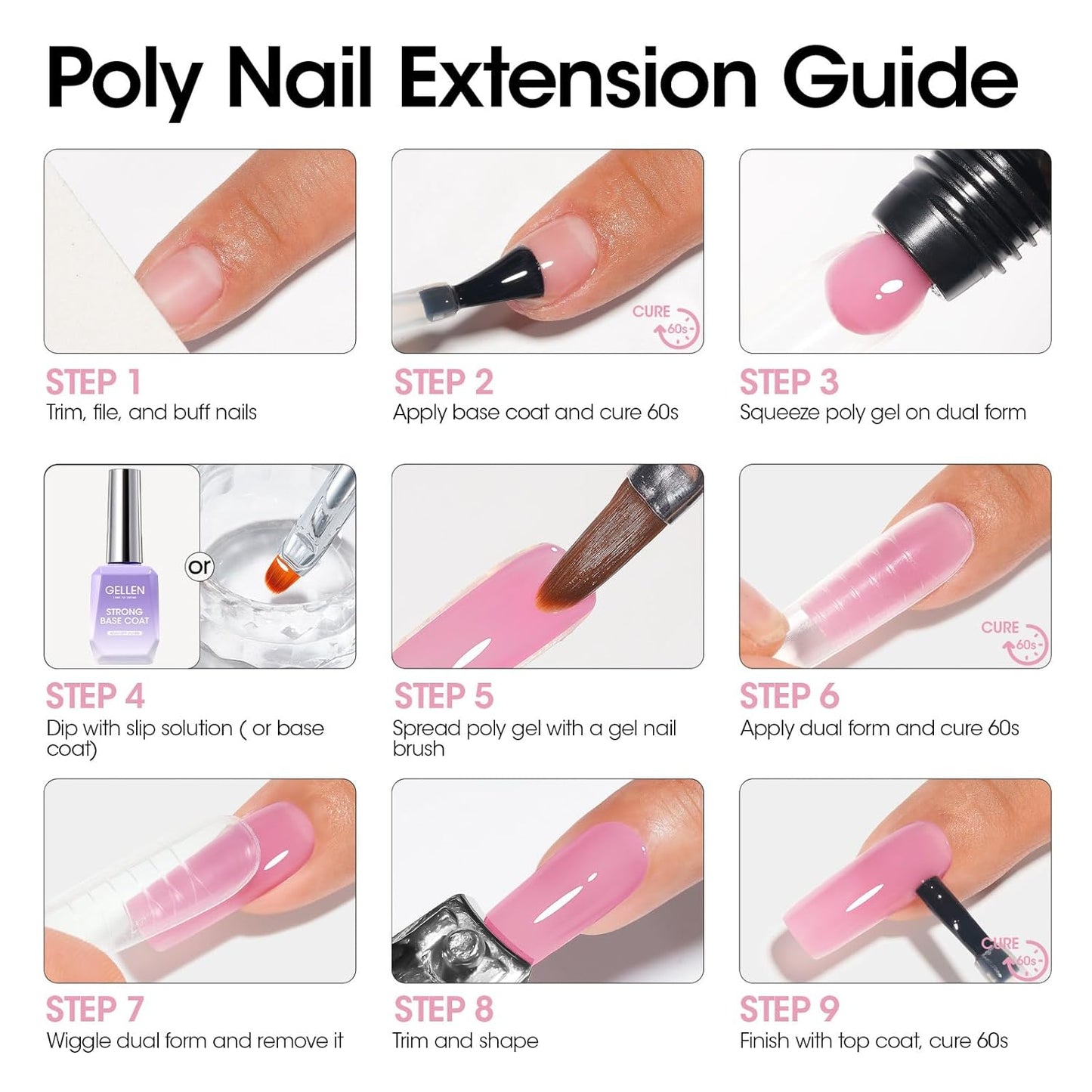 Poly Nail Gel Builder for Nail Extension Nail Strengthener, 60 G 06 Natural Pink Poly Gel Trendy Nail Art Design for 3D Nail Molder Beauty Gift for Salon Manicure Easy DIY at Home