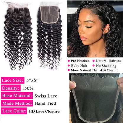 Get Gorgeous with Our Deep Wave Human Hair Bundles & Closure! 🌊✨ Perfect for Stunning Curls! #HairGoals #Beauty