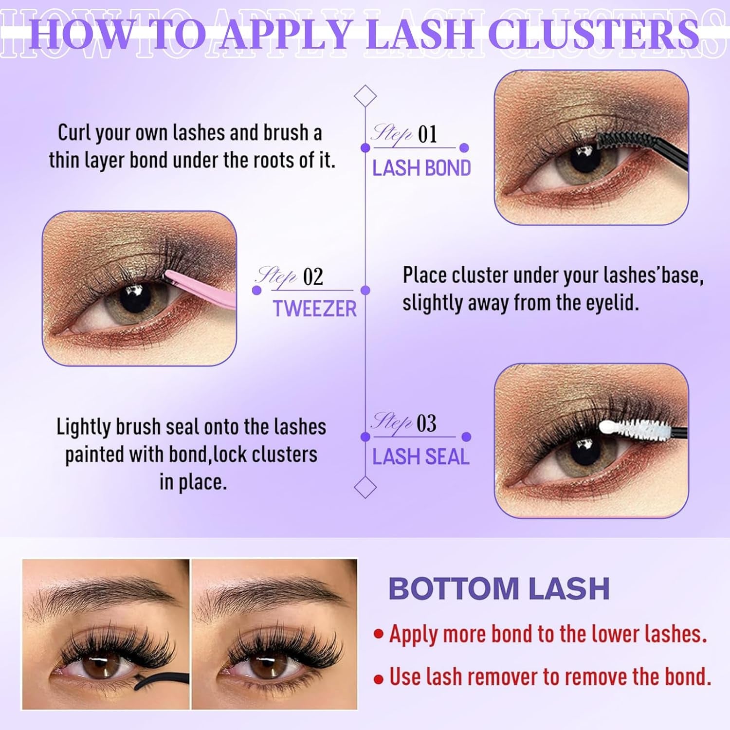 Fluffy Lash Clusters with Bottom Lashes 12-25Mm Thick Volume Cluster Eyelash Extensions 294Pcs Wispy Individual Lashes with Lower Eyelash Clusters 120D Plant Fibers D Curl Lashes Clusters DIY at Home