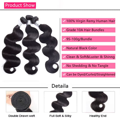 10-30 32 Inches Body Wave Bundles Human Hair 1/3/4 Bundles Deal Hair Extensions for Women  Hair Weaving Raw Hair