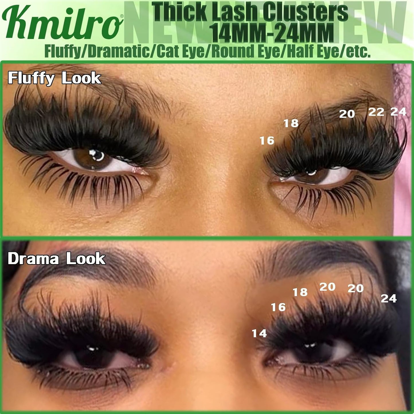 Thick Lash Clusters 14-24Mm Long 240D Fluffy Cluster Eyelash Extensions Waterproof D Curl Volume Eyelash Clusters 192Pcs Individual Lashes Soft Wispy False Eyelashes DIY Lash Extension, by