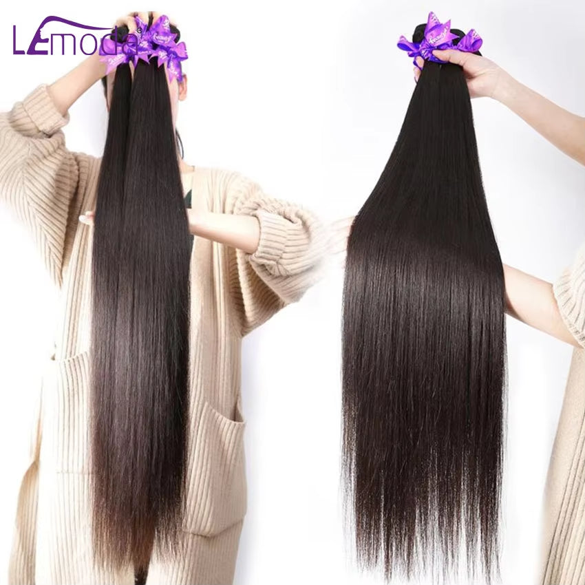 Straight Human Hair Bundles 30 32Inch Brazilian Hair Bundles 100% Unprocessed Virgin Hair Extension Weave Human Hair Bundles 12A