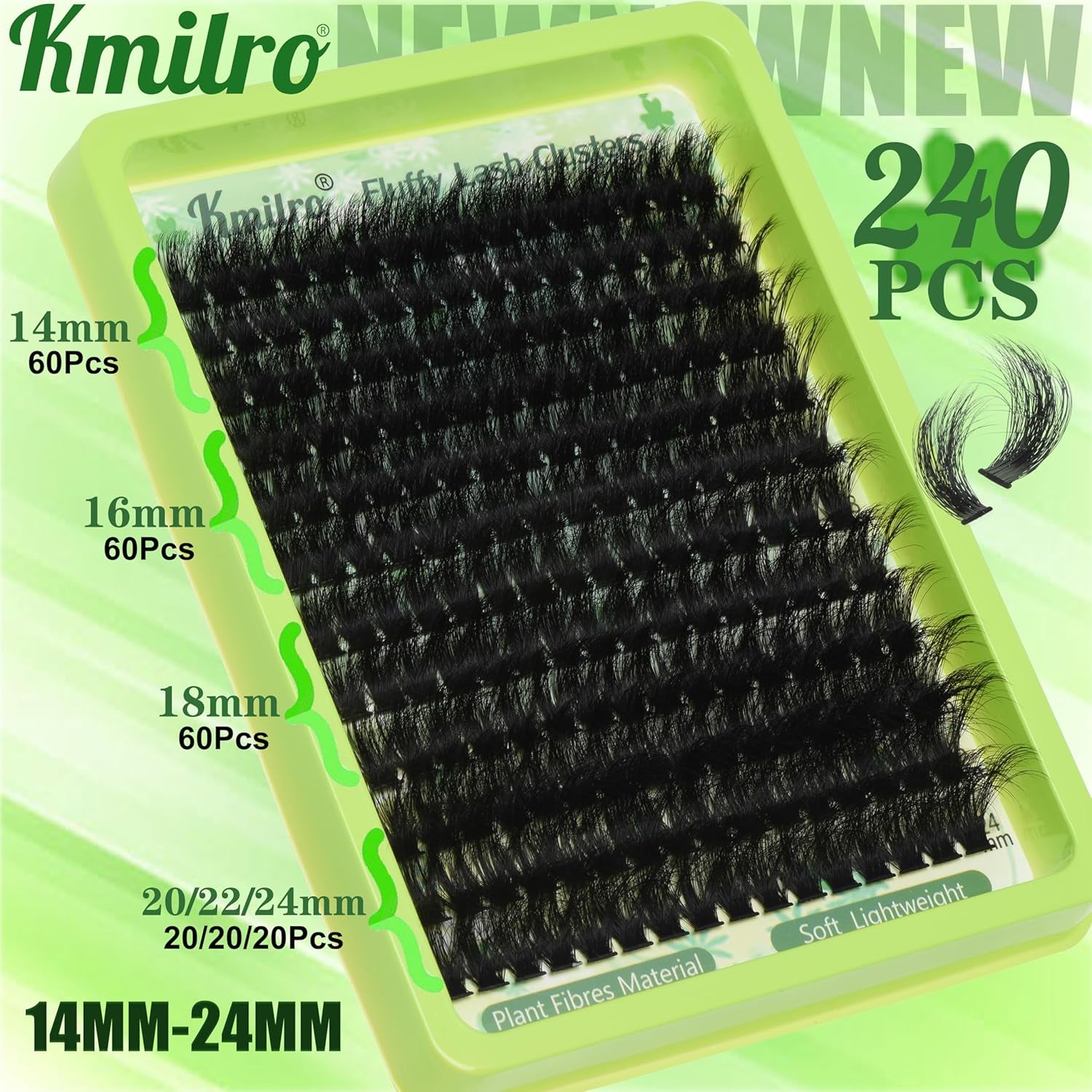 Thick Lash Clusters 14-24Mm Long 240D Fluffy Cluster Eyelash Extensions Waterproof D Curl Volume Eyelash Clusters 192Pcs Individual Lashes Soft Wispy False Eyelashes DIY Lash Extension, by