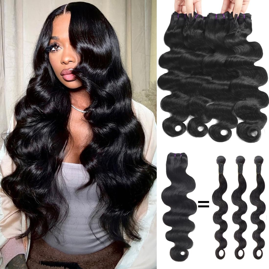 Get Gorgeous with Our 16-22 Inch Raw Brazilian Body Wave Hair Bundles! Perfect for a Flawless Look! 🌊💖 #HairGoals #VirginHair