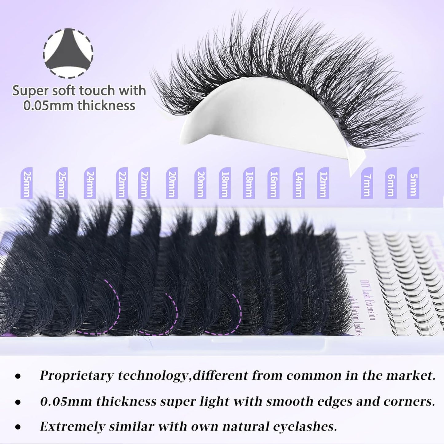 Fluffy Lash Clusters with Bottom Lashes 12-25Mm Thick Volume Cluster Eyelash Extensions 294Pcs Wispy Individual Lashes with Lower Eyelash Clusters 120D Plant Fibers D Curl Lashes Clusters DIY at Home