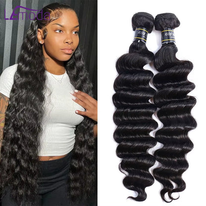 Get Gorgeous Loose Deep Wave Hair! Brazilian Human Hair Extensions - Perfect Bundles for Stunning Styles! 🌊✨ #HairGoals #HairExtensions