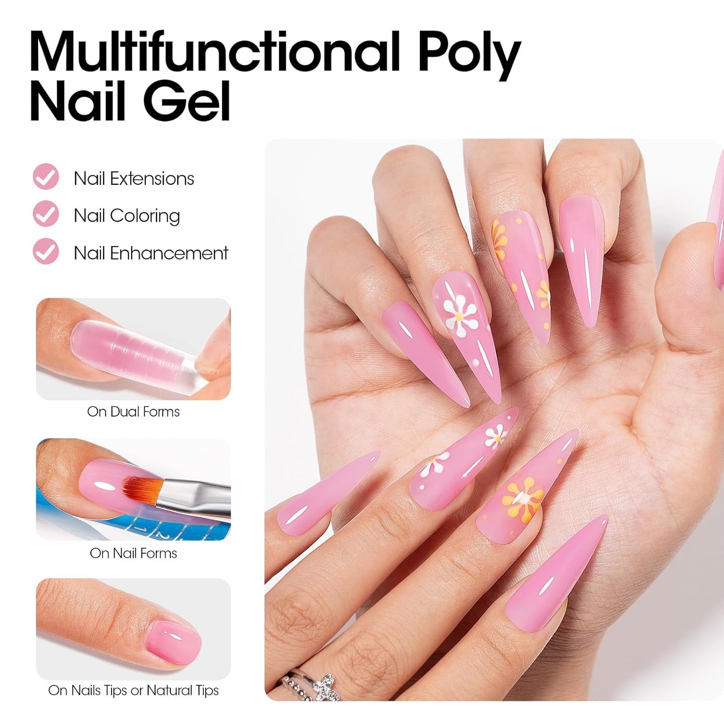 Poly Nail Gel Builder for Nail Extension Nail Strengthener, 60 G 06 Natural Pink Poly Gel Trendy Nail Art Design for 3D Nail Molder Beauty Gift for Salon Manicure Easy DIY at Home